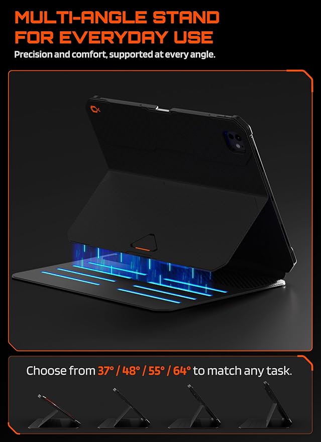 SUPCASE for iPad Pro 13 Inch Case M5/M4 2025/2024 with Pencil Holder (UB Aero), [Adjustable Stand] [Detachable Back Cover] [Auto Wake/Sleep] Magnetic Protective Case with 6 Viewing Angles, Black