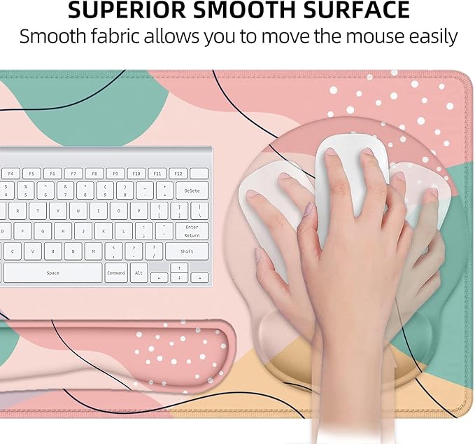 LATEEFAH Mouse Pad with Wrist Rest, Large Mouse Pad, Ergonomic Gaming Desk Pad Keyboard Wrist Rest Set, 4-in-1 Desk Mat Keyboard Mat for Home, Office