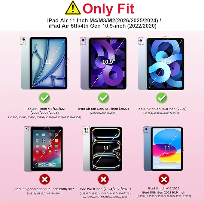 TiMOVO Case for iPad Air 11 Inch M4 2026/M3 2025/M2 2024, iPad Air 5th Generation 2022/4th Gen 2020 10.9 Inch with Pencil Holder, Stand Cover with Translucent Back, Auto Wake/Sleep, Flowers Pink
