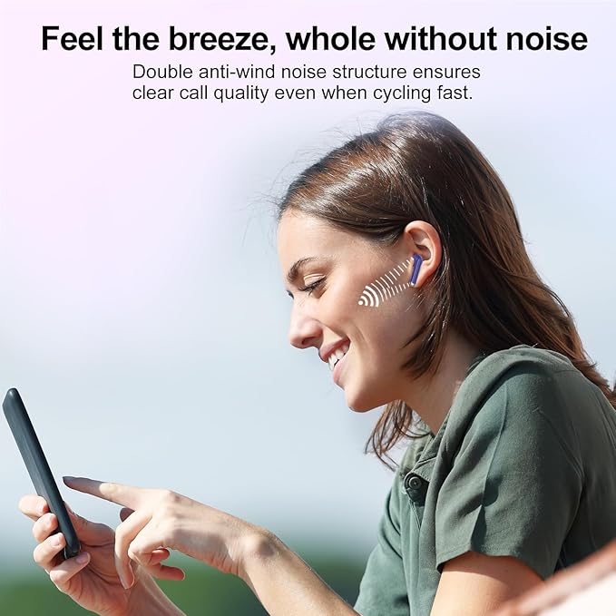Wireless Earbuds, Bluetooth 5.4 Headphones HiFi Stereo, Bluetooth Earbuds with ENC Noise Cancelling Mic, 36H LED Display Ear Buds, IPX7 in Ear Earphones for Phone Tablet Laptop Sports, Dunkelblau