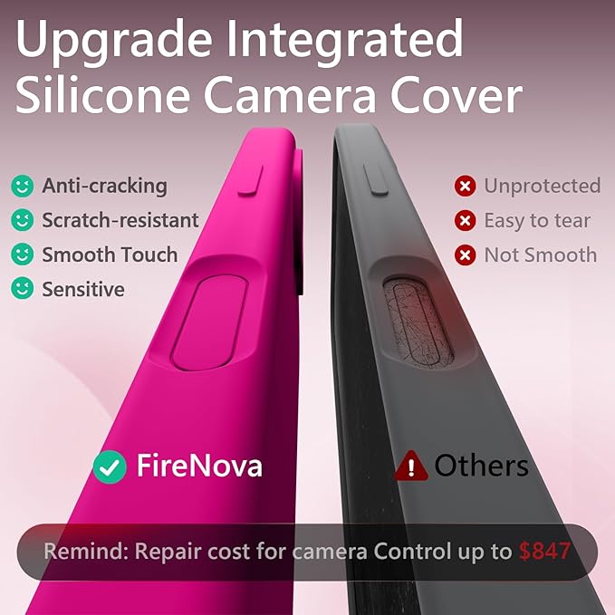 FireNova Magnetic for iPhone 17 Case, Compatible with MagSafe, [Integrated Silicone Camera Control Button] [Camera Protection] Anti-Scratch Microfiber Lining Phone Case, 6.3", Hot Pink