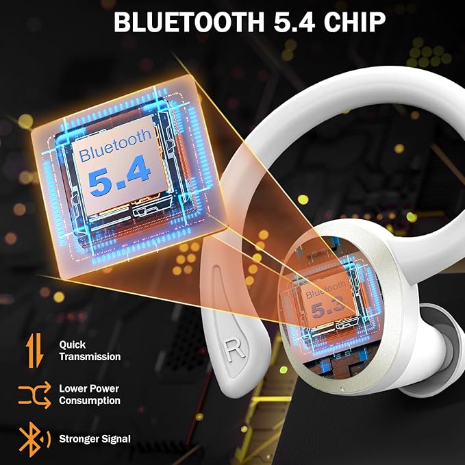 Wireless Earbuds, Sport Bluetooth 5.4 Headphones 2026 New Bluetooth Earbuds with 56Hrs Stereo, 4 ENC Mic, Noise Canceling Over-Ear Buds with Earhooks, IP7 Waterproof Earphones for Workout/Running/Gym