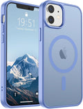 SUPFINE Magnetic for iPhone 12 Mini Case & iPhone 13 Mini Case (Compatible with MagSafe) (Military Grade Drop Protection) Translucent Matte Shockproof Phone Cover,Blue Purple