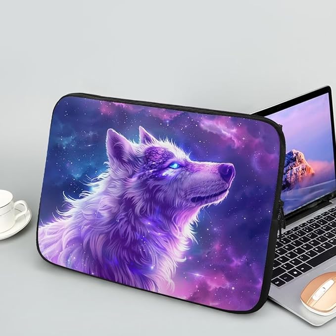 Galaxy Wolf Laptop Protective Sleeve for Women Men Computer Sleeve 10 inch Laptop Case Bag Portable Computer Carrying Case Suitable GITS for Teens Boys Tablet Bags Purple