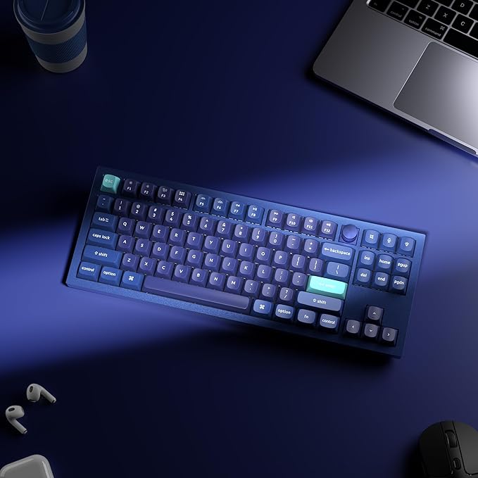 Keychron Q3 Wired Custom Mechanical Keyboard Knob Version, TKL Tenkeyless QMK/VIA Programmable Macro with Hot-swappable Gateron G Pro Red Switch Double Gasket Compatible with Mac Windows Linux (Blue)