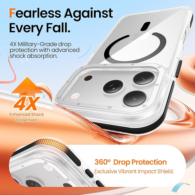 Strong Magnetic for iPhone 17 Pro Max case [10Ft Military-Grade Protection] Compatible with fit MagSafe Shockproof Slim Thin Cover case for iPhone 17 Pro Max 6.9 inch, Clear Black