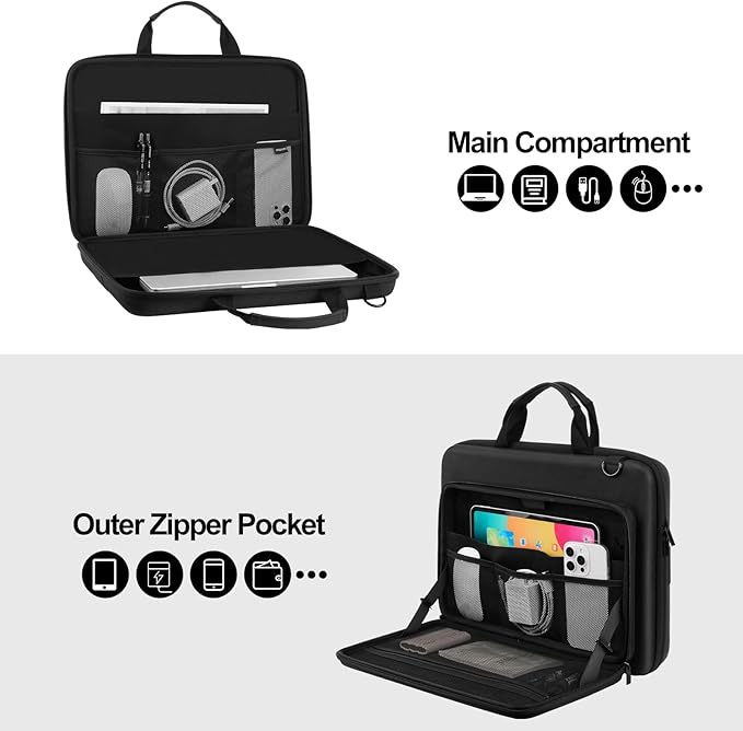 MOSISO Hard Shell Laptop Case for Men Women, 15-16 inch Geometric Splicing Computer Bag Compatible with MacBook HP Dell Lenovo Asus, 15.6 inch Laptop Bag with Front Raised Pocket&Shoulder Strap, Black