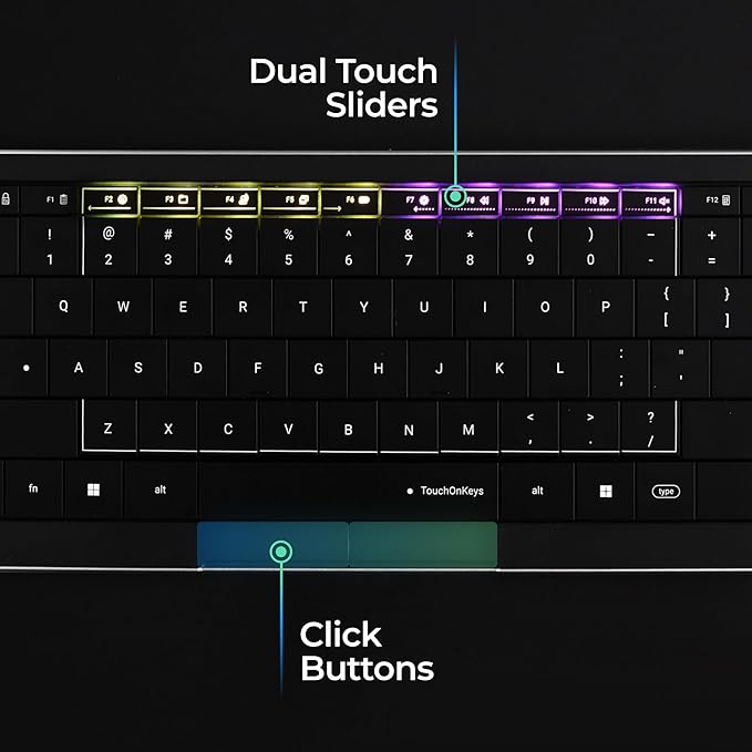 CLVX 1 Windows | Touch On Keys & Gestures AI Keyboard | Bluetooth & USB-C | Low Profile Silent Scissor Keys | Interactive RGB | Aluminum Chassis | Compatible with Windows/Linux/Android