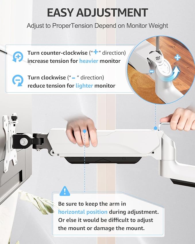 MOUNTUP Triple Monitor Stand Mount - 3 Monitors Desk Mount for Computer Screens Up to 27 inch, Triple Monitor Arm, Heavy Duty Monitors Stand, Each Arm Holds 4.4-19.8 lbs, White