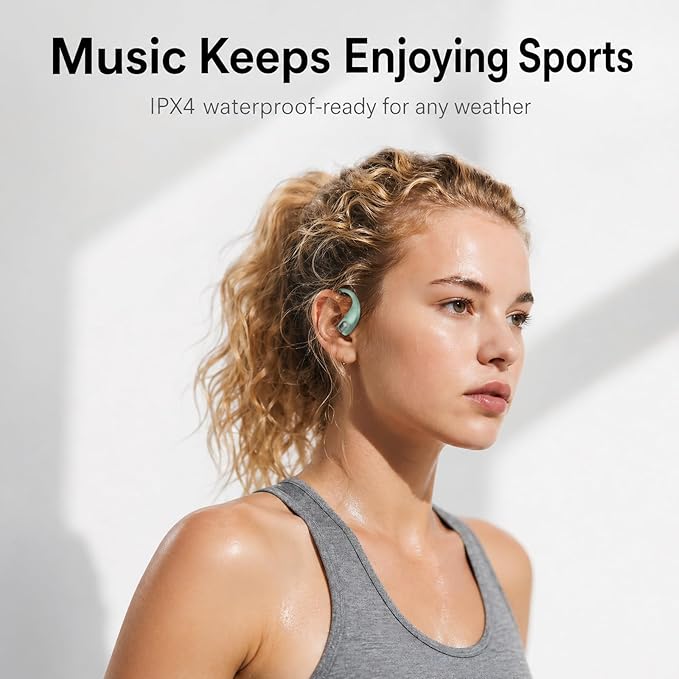 GALAAL Wireless Sport Earbuds Bluetooth Headphones,Lightweight Earbuds with Ear Hooks,Bluetooth5.4 Wireless Earphones,25H Playtime, IPX4 Waterproof Running Headphones for Gym(Green)