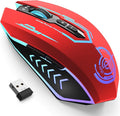 UHURU Gaming Mouse, Wireless Gaming Mouse with 7 Buttons 7 Changeable LED Color up to 12000 DPI, Rechargeable USB Gamer Mouse for PC Laptop (Red)