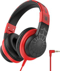 iClever HS19 Kids Headphones for School with Microphone, Safe Volume Limiter 74/85dBA, Over-Ear Girls Boys Headphones for Kids with FunShare Foldable Wired for iPad/Travel (Spider Black)
