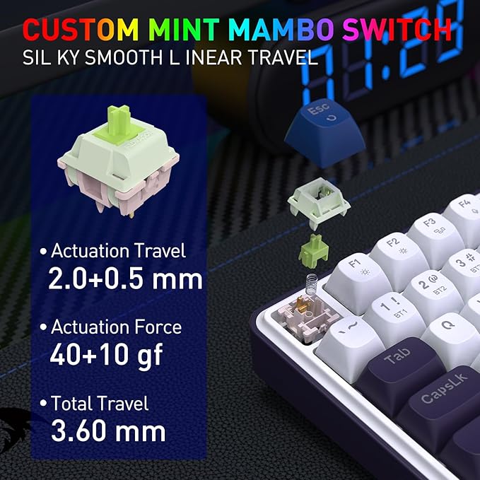 Redragon K744 PRO 99 Keys Wireless Gasket RGB Gaming Keyboard, 3-Mode Mechanical Keyboard w/Hot-Swap Socket, Round PBT Keycaps & 5-Layer Noise Dampening, Custom Linear Switch