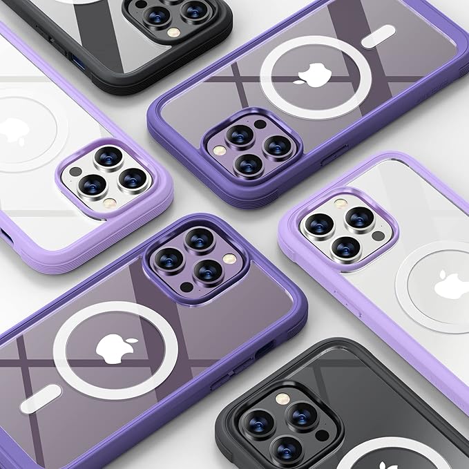 Diaclara Magnetic Designed for iPhone 14 Pro Max Case, Full Body Rugged Case with Built-in Touch Sensitive Anti-Scratch Screen Protector, with Camera Lens Protector for iPhone 14 Promax6.7 (Purple)