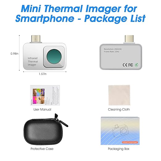 Infrared Thermal Imager for Android, 256x192 IR Resolution Thermal Camera 5℉~1112℉ with High/Low Temp Alarm, Video Recording, Portable Heat Detection Camera for Home Inspection, HVAC, Electrical