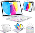 SIBEITU Keyboard Case for iPad A16 11th Gen 11" 2025 & 10th Gen 10.9" 2022, Clear Wireless Keyboard Protective Cover with Multi-Touch Trackpad, 7-Color Backlight & 3-Brightness, 360 Rotatable, White