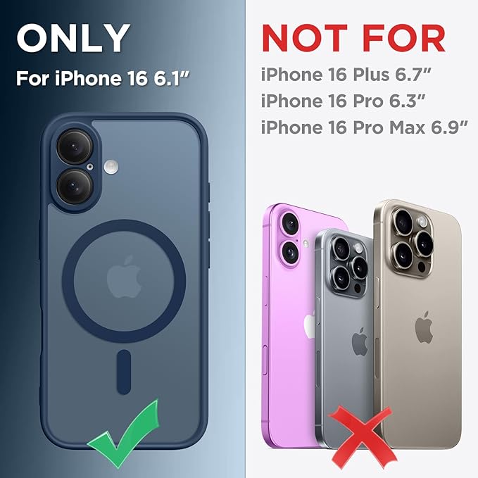 CAPRARO Magnetic Compatible with iPhone 16 Case, Upgraded [Full Camera Protection] [Compatible with MagSafe] Protective Translucent Matte Women Girl Phone Case Cover, Ocean Blue