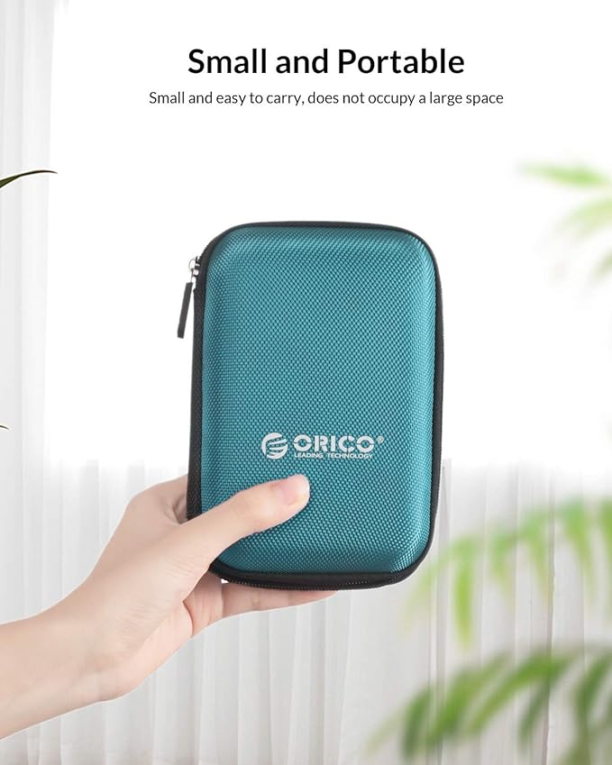 ORICO Hard Drive Case 2.5 inch External Drive Storage Carrying Bag Waterproof Shockproof with Inner Size 5.5x3.5x1.0inch for Organizing HDD and Electronic Accessories, Blue(PHD-25)