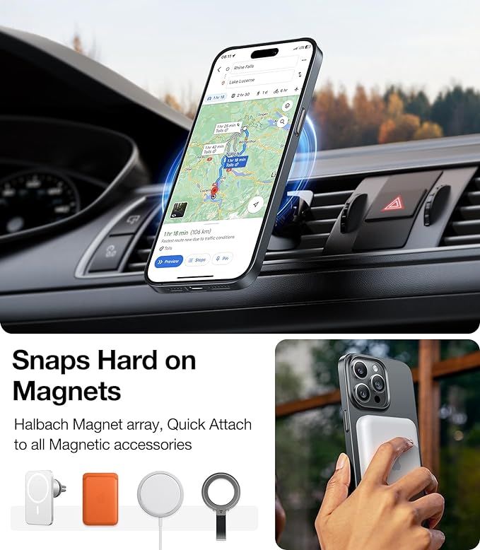 TORRAS Magnetic Slim-Fit for iPhone 15 Pro Max Case, Ultra-Thin 15 ProMax Phone Case Compatible with MagSafe, Lightweight Anti-Scratch Matte Hard iPhone 15 ProMax Case 6.7 inch OriginFit, Grey
