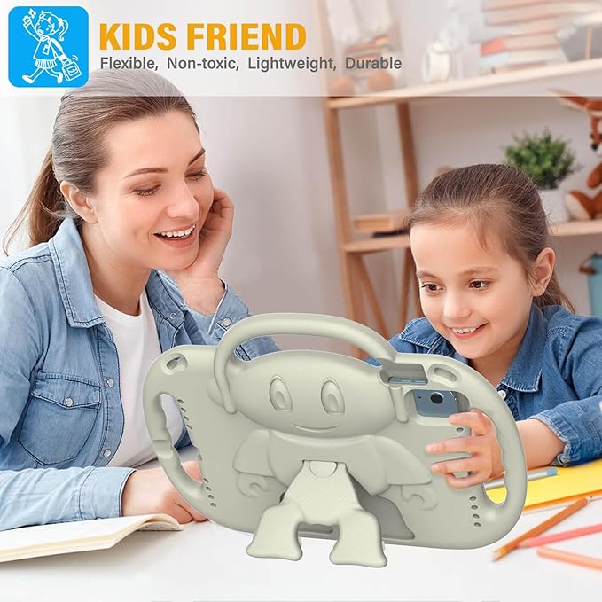 Kids Case for iPad 11th Generation (A16) 11" 2025 & 10th Gen 10.9" 2022 & iPad Air 11" 2025/2024 & Air 5th/4th Gen & Pro 11, Protective Cover with Shoulder Strap Handle Stand, Light Gray