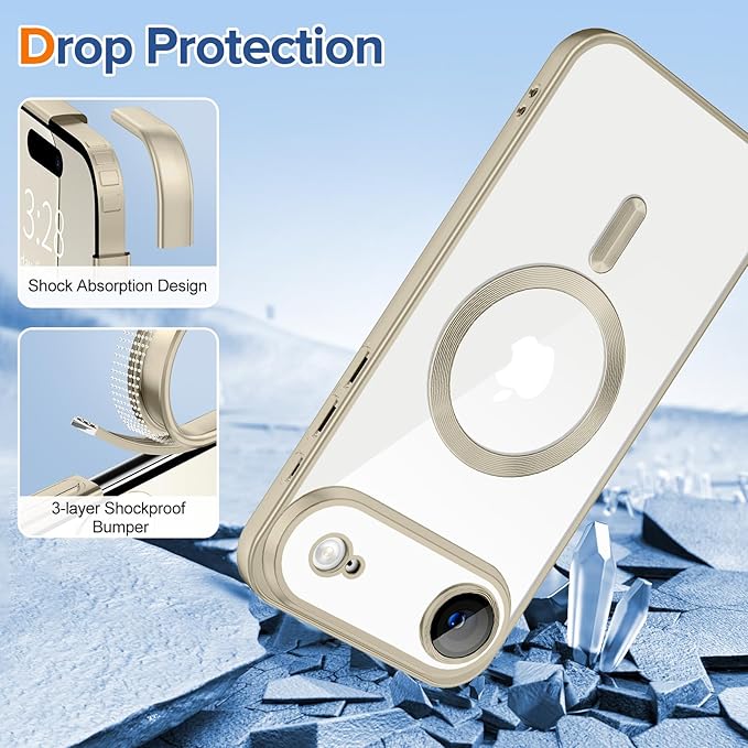 Hython Magnetic Clear for iPhone Air Case with Camera Lens Protector [Compatible with MagSafe] Luxury Plating Edge Slim Soft TPU Cover Protective Phone Case for iPhone Air 6.5", Matte Gray