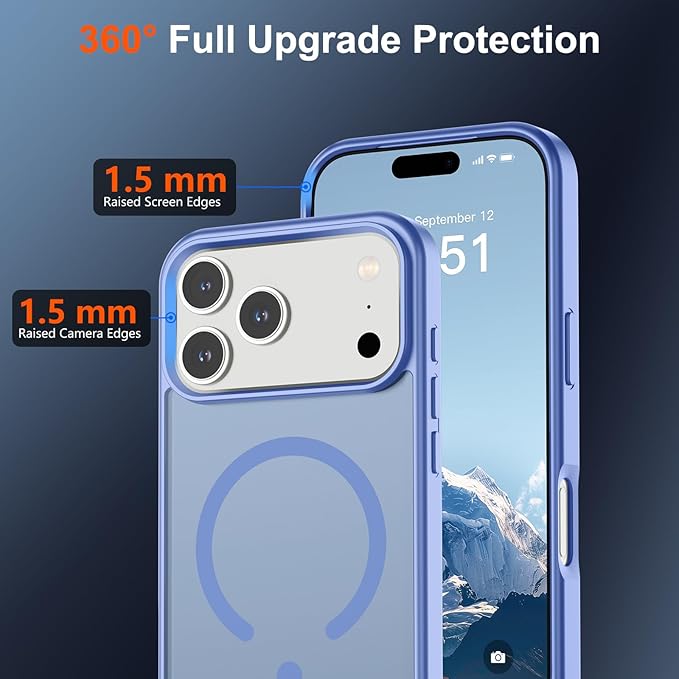 SUPFINE Magnetic for iPhone 17 Pro Case (Compatible with MagSafe)(Military Grade Drop Protection) Translucent Matte Shockproof with Anti-Fingerprint Phone Cover,Blue Purple