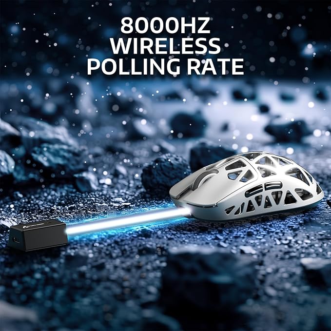 ATTACK SHARK R2PRO 45g Superlight Magnesium Alloy Mouse, PixArt PAW3950 Sensor, 42000DPI, 8000Hz Wireless Polling Rate, 2.4G/BT/Wired Gaming Mouse, Programmable Mice with Coiled Cable, PC/Mac, White