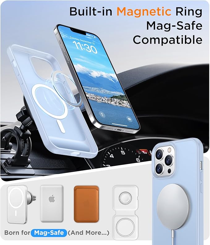 Magnetic Compatible with iPhone 13 Pro Max Case, [Built-in Invisible Kickstand][Compatible with MagSafe] [Military Grade Shockproof] Slim Translucent Matte Phone Case for iPhone 13 Pro Max 6.7"