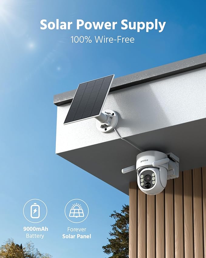 ANNKE 2.5K Wireless Security Camera Outdoor, 5MP 2-Cam Kit Solar Surveillance System, PIR Human Detection, 360° Pan&Tilt, Compatible with Alexa, Color Night Vision, No Monthly Fee, 64GB Memory Card