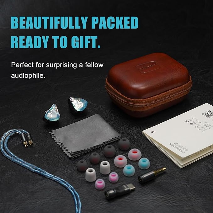 HiFiGo Juzear Defiant Gamefidelity Edition Gaming IEMs with Mic, 1DD+3BA Hybrid Drivers Wired Earbuds, 3.5mm+Type-C for PC/PS5/Switch/Mobile, FPS Footstep Soundstage (Blue)