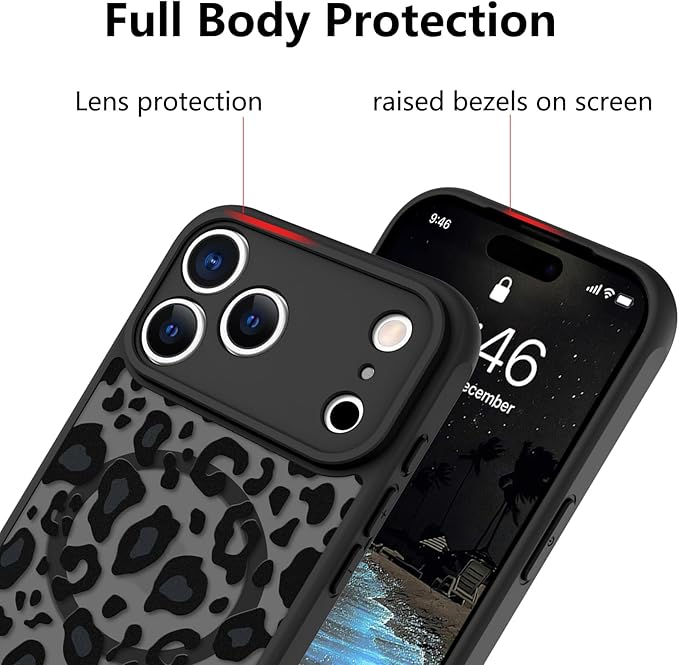 KANGHAR Case Compatible with iPhone 17 Pro Leopard Printed Pattern [Compatible with Magsafe] Cute Cheetah Protective Magnetic Case for Girls Women Men 6.3"