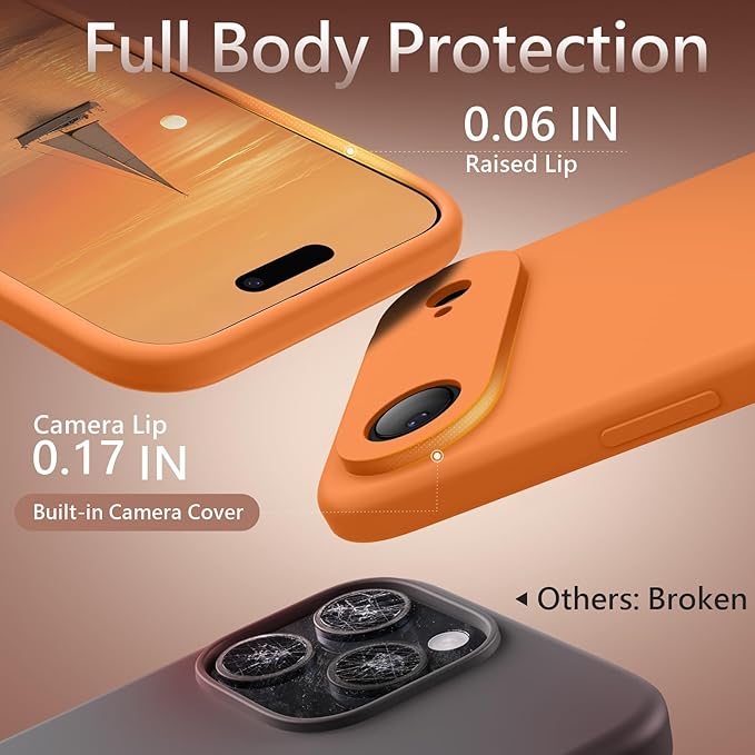 FireNova Magnetic for iPhone Air Case, Compatible with MagSafe, [Integrated Silicone Camera Control Button] [Camera Protection] Microfiber Lining Phone Case for iPhone 17 Air, 6.5", Orange