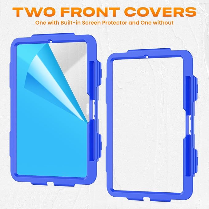 SEYMAC stock Case for iPad Pro 11-inch M5-M4 2025-2024, Shockproof Heavy Duty Case with Screen Protector, Pencil Holder, Rotating Stand, Hand Strap, Shoulder Strap, Blue