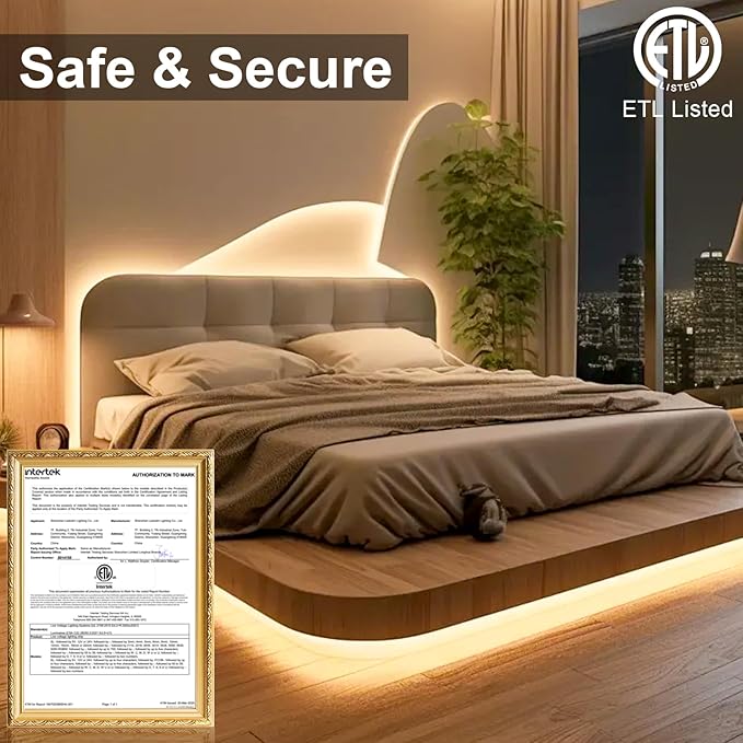 COB LED Strip Lights, ETL Listed Warm White Light Strip 3000K, 16.4ft 24V COB Lights with 1600 LEDs, CRI 90+, Remote, 24V Adapter, LED Lights for Cabinets, Home DIY Lighting Indoor Decoration