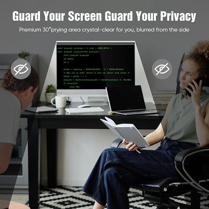 Magnetic Computer Privacy Screen 27 Inch, Aesthetic Hanging Privacy Screen for Computer Monitor with Anti-Blue Light Coating, Removable PVC Magnetic Attachment Computer Monitor Privacy