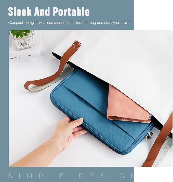 TiMOVO 9-11 Inch Tablet Sleeve Bag for iPad 11-inch A16 2025, iPad 10th Gen. 10.9", iPad 10.2", iPad Air 11/5th/4th Gen. 10.9", Galaxy Tab A9 Plus 11", Carrying Case with Pocket, Peacock Blue