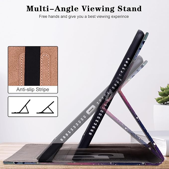 Case for iPad (A16) 11th Generation 11 Inch (2025), iPad 10th Generation 10.9 Inch (2022), Multi-Angle Viewing PU Leather Case with Elastic Band, Pencil Holder & Card Slots-Mandala