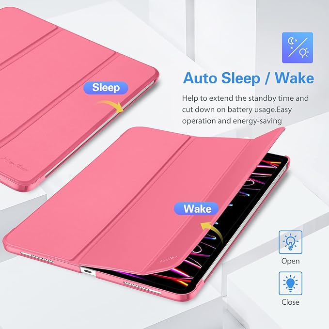 ProCase Smart Case for iPad Pro 12.9 2022/2021/2020/2018, Slim Stand Hard Back Shell Smart Cover for iPad Pro 12.9" 6th Gen/5th Gen/4th Gen/3rd Gen -Melonpink