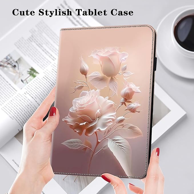 Case for iPad Air 11 Inch M4/M3/M2 (2026/2025/2024),iPad Air 5th/4th Generation Case 10.9 Inch 2022/2020, PU Leather Stand Shockproof Cover with Card Slots - Ceramic Roses