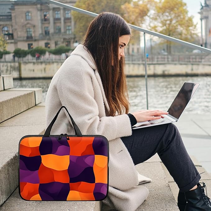 Laptop Sleeve Case Bag 15 inch, Colorful Checkerboard Slim Carrying Case Handbag Travel Laptop Bag for 15 inch MacBook Air M3/M2/15 Pro/Surface Laptop 7/6/5/4/3/ Dell XPS 15 Plus