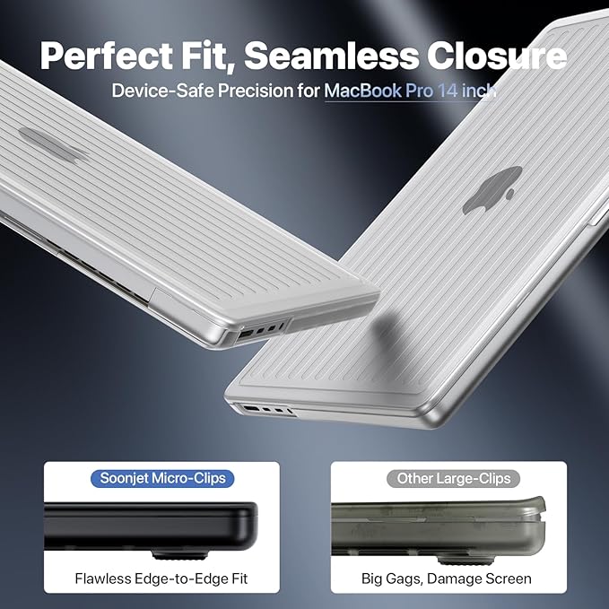 Soonjet TravelArmor for MacBook Pro 14 inch Case | M5 M4 M3 M2 M1 Pro/Max 2026 2025-2021 | Anti-Cracking Tech | 360° Defense Upgrade | Protective Hard Shell Laptop Cover | Frosted Clear