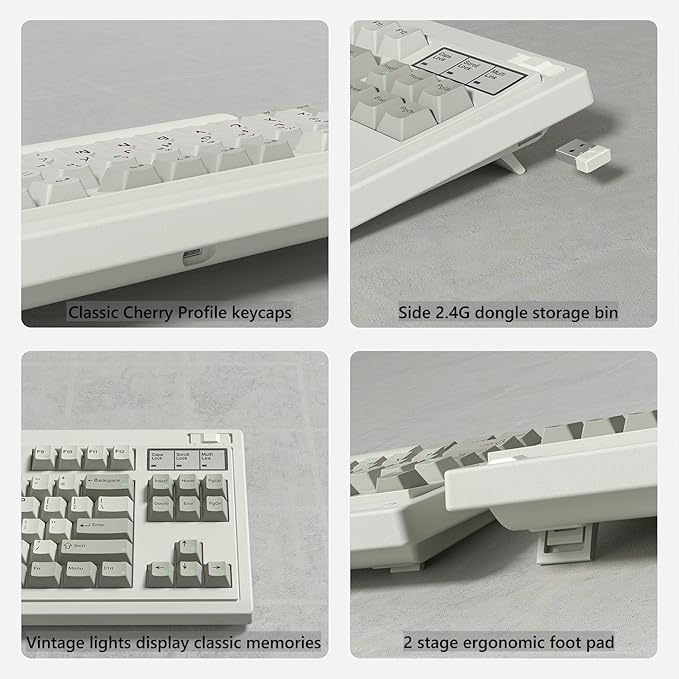 FL·ESPORTS OG87 Tri-Mode Retro Mechanical Keyboard, 87-Key Gasket Mount Gaming Keyboard, Pre-lubed Creamy Linear Switches, Hot Swappable, PBT Keycaps, 4000mAh for Mac/PC - Gray