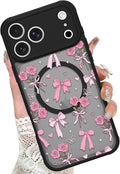 KANGHAR Case Compatible with iPhone 17 Pro Bows Bouquet Pattern [Compatible with Magsafe] Cute Flowers Florals Protective Magnetic Case for Girls Women Men