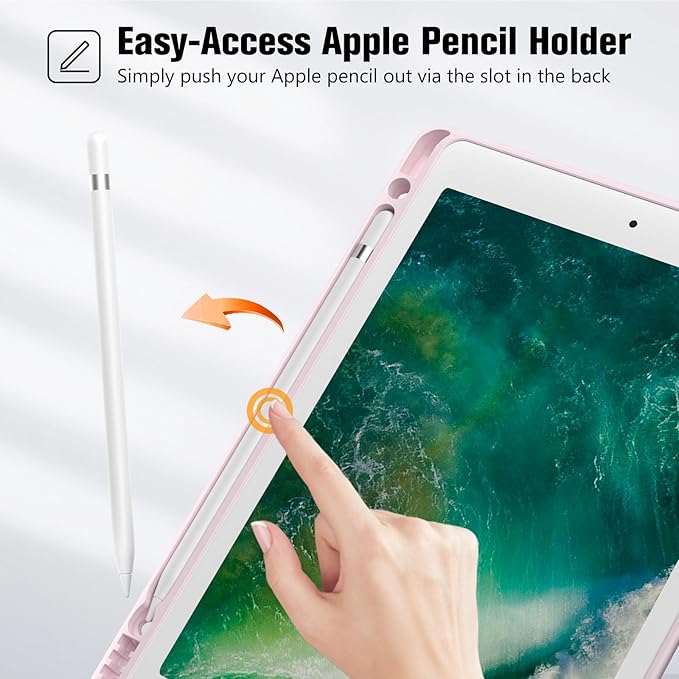 ProCase Smart Case for 10.5” iPad Air 3rd Generation 2019 / iPad Pro 2017, Slim Stand Cover with Pencil Holder Soft TPU Back for Air 3 -Light Pink