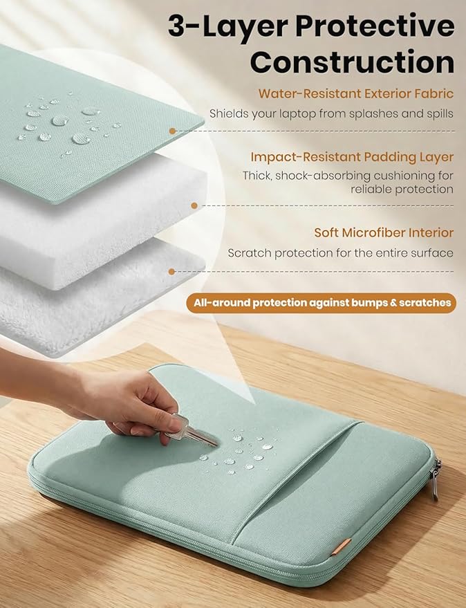 DOMISO Laptop Case Laptop Sleeve Cover Compatible with 15 inch MacBook Air M4/A3241 2025, M3/A3114,M2/A2941,15 inch MacBook Pro A1990 A1707,Compatible with Dell XPS 15 Plus with Small Case,Mint Green