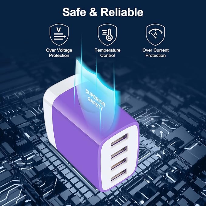 USB Wall Plug, 2-Pack Multi Outlet Fast Charging Block Cube Box for iPhone 15 14 13 12 11 Pro Max XR XS X 8 7 6, Samsung Galaxy S23, Pixel 8 Pro - Travel Android Phone Charger