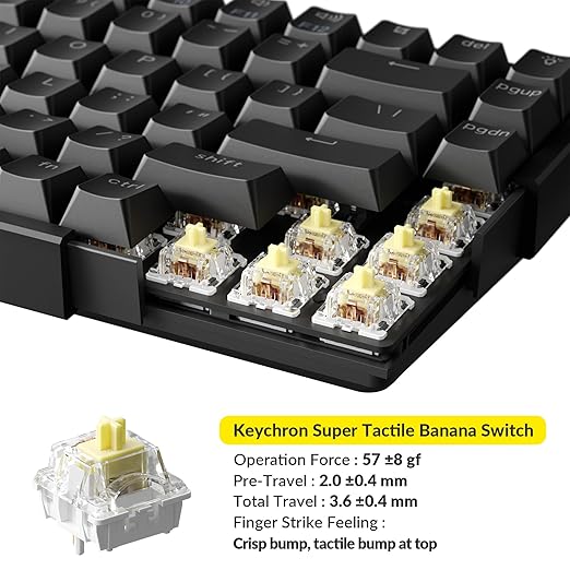 Keychron Super Switch - 110PCS Banana Tactile Mechanical Keyboard Switches, Factory Pre-Lubed, 57gf Actuation, Double-Stage Spring, 5-Pin Hot-Swappable, SMD LED Compatible for Gaming & Office