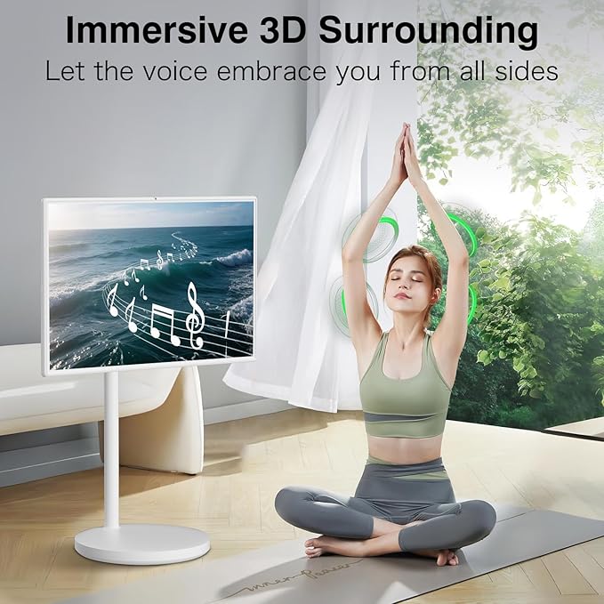 32 Inch Portable Smart TV 4K Touchscreen Display 8GB RAM+128GB Storage Built-in Rechargeable Battery Full Swivel Rotation(4+64G,32 in(1080P))