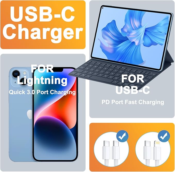 2Pack USB C Charger Block 20W, iGENJUN USB-C Power Adapter - Phone Charger with Fast Charging Capability, Type C Wall Charger for Phone 17/17 Plus/16 Pro Max/15 Series, Galaxy, Pixel, Pad
