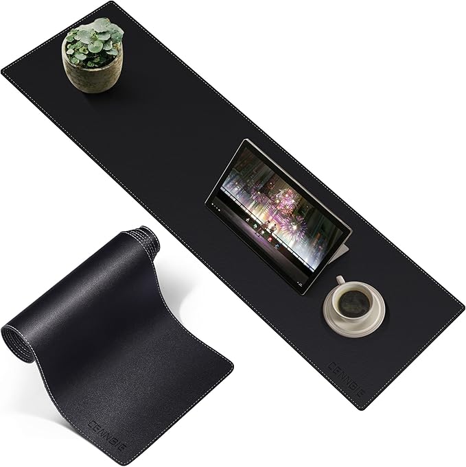 CENNBIE Console Table Leather Cover - 39.4 x 11.8 Inches Sofa Table Narrow Long Mat - TV/Media/Gaming/Center Console Table Protector Pad for Narrow Side Table, Sideboard, Entryway Table (Black)